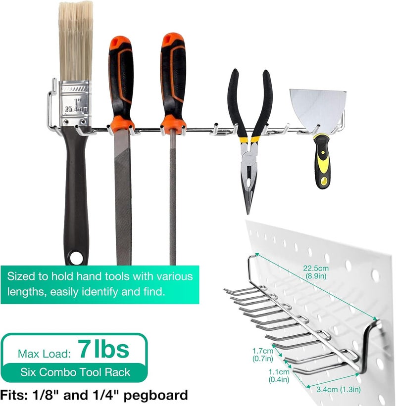 G.CORE 12 Pack Pegboard Tool Utility Hooks, 1/4" Heavy Duty Metal Peg Board Hooks for Hanging Tools, Wall Organizers and Storage Pegboard Accessories for Garage Workbench Workshop Craft Room Office - Image 2